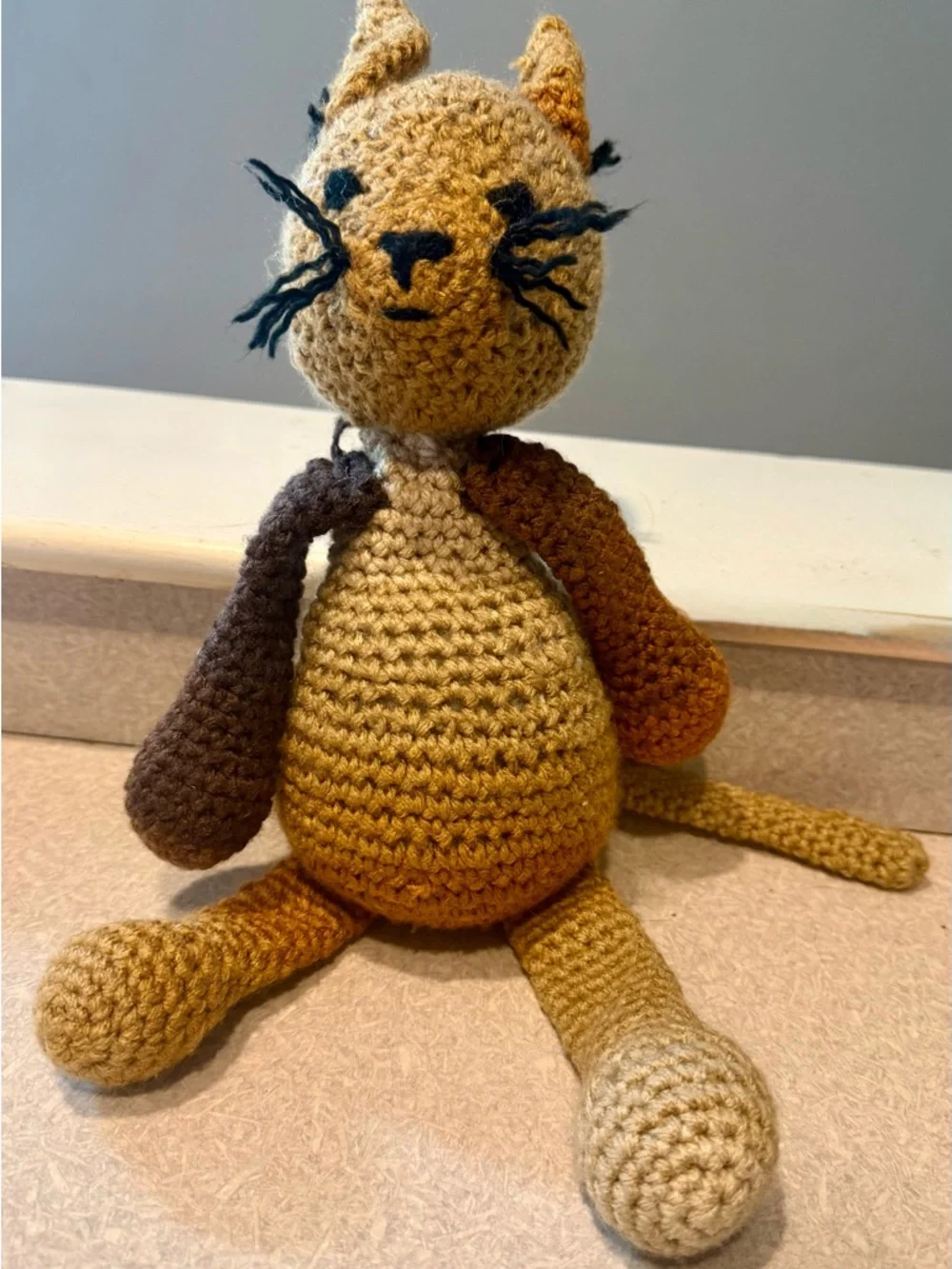Handmade Crochet Lion & Rabbit Plush Set OOAK Artisan Stuffed Animals 15”& 12.5”